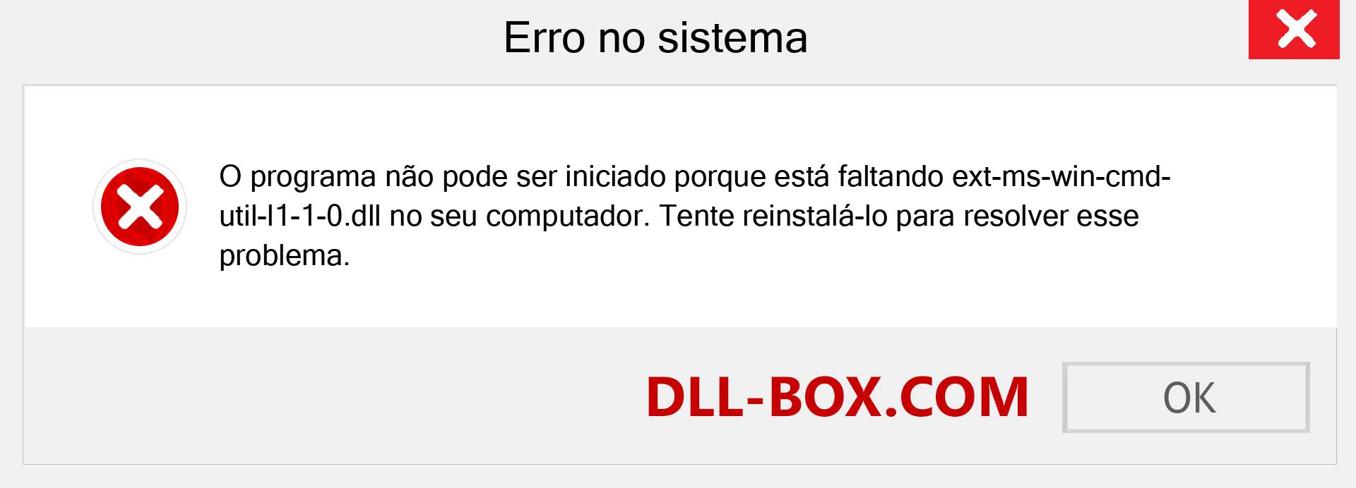 Arquivo ext-ms-win-cmd-util-l1-1-0.dll ausente ?. Download para Windows 7, 8, 10 - Correção de erro ausente ext-ms-win-cmd-util-l1-1-0 dll no Windows, fotos, imagens